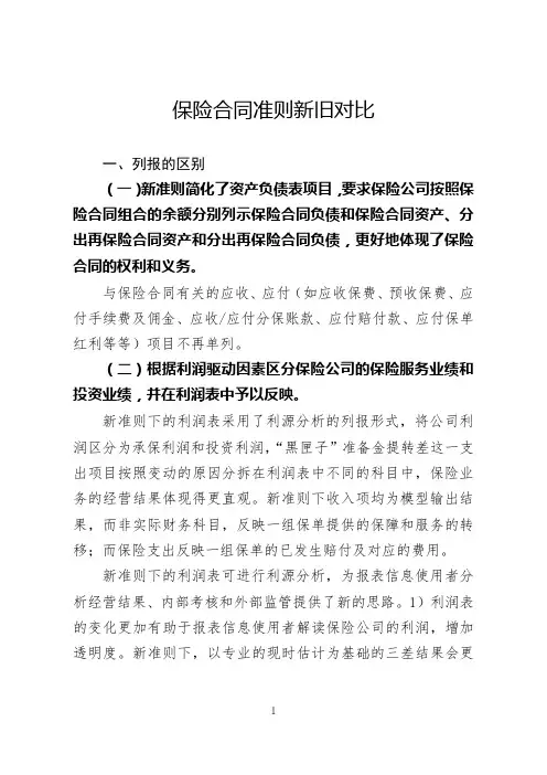 保险合同准则新旧对比