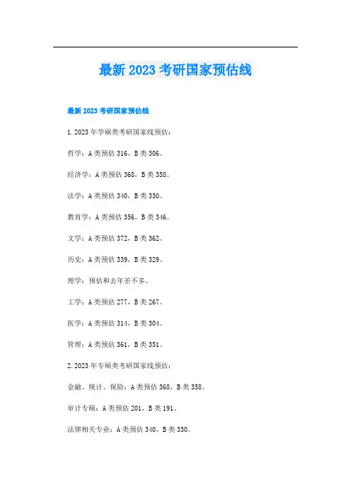 最新2023考研国家预估线