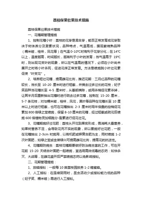 荔枝保果壮果技术措施