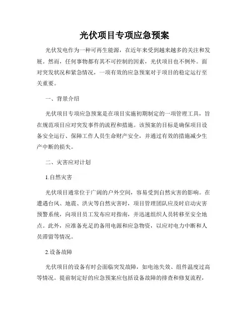 光伏项目专项应急预案
