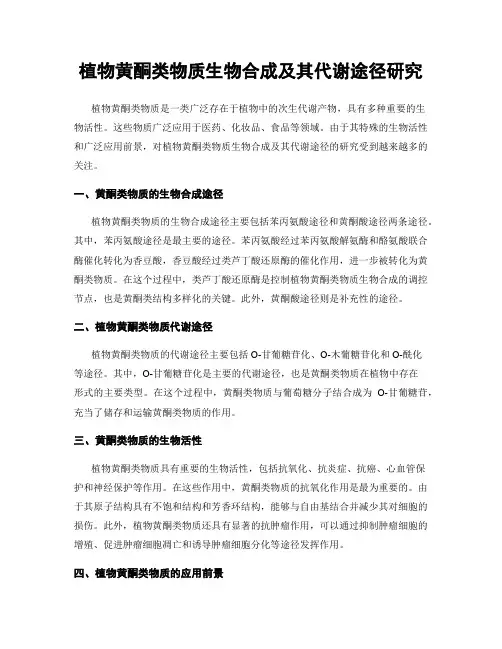 植物黄酮类物质生物合成及其代谢途径研究
