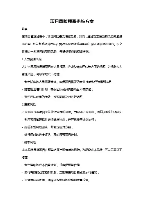 项目风险规避措施方案
