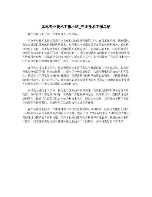 风电专业技术工作小结_专业技术工作总结