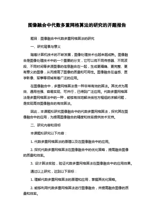 图像融合中代数多重网格算法的研究的开题报告