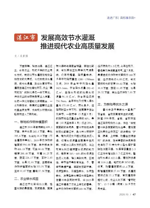 湛江市 发展高效节水灌溉 推进现代农业高质量发展