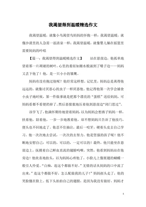 我渴望得到温暖精选作文
