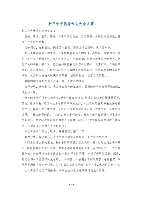 初三中考优秀作文大全5篇