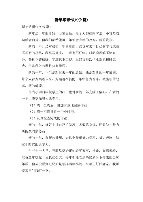 新年感想作文(9篇)