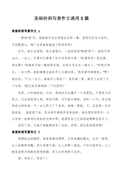美丽的雨写景作文通用5篇