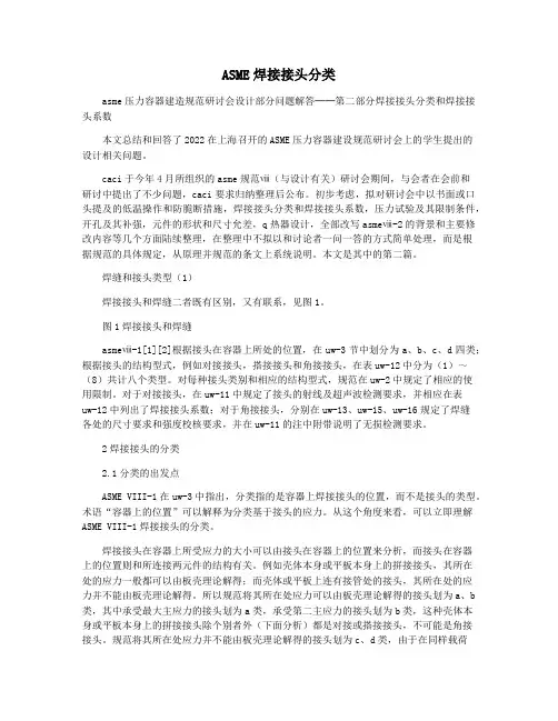 ASME焊接接头分类