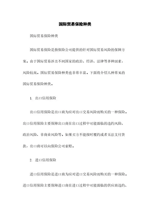 国际贸易保险种类