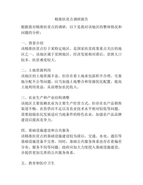 精准扶贫点调研报告