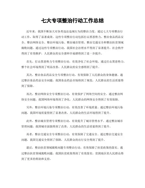 七大专项整治行动工作总结