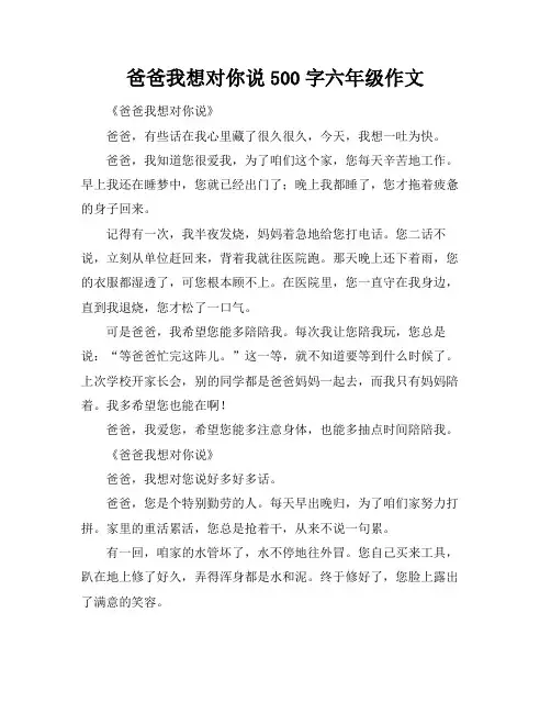 爸爸我想对你说500字六年级作文