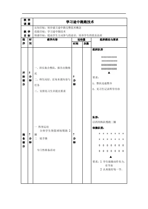 初中体育_途中跑教学教学设计学情分析教材分析课后反思