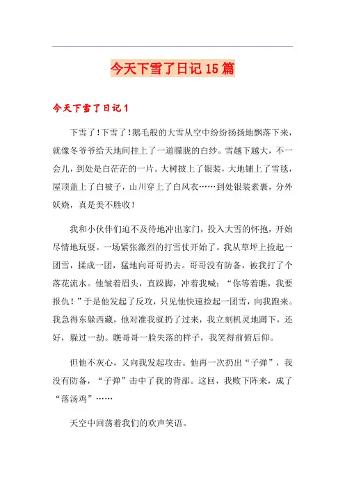 今天下雪了日记15篇