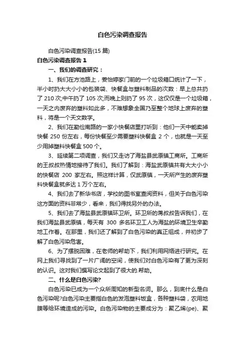 白色污染调查报告