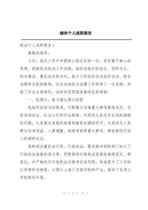综治个人述职报告