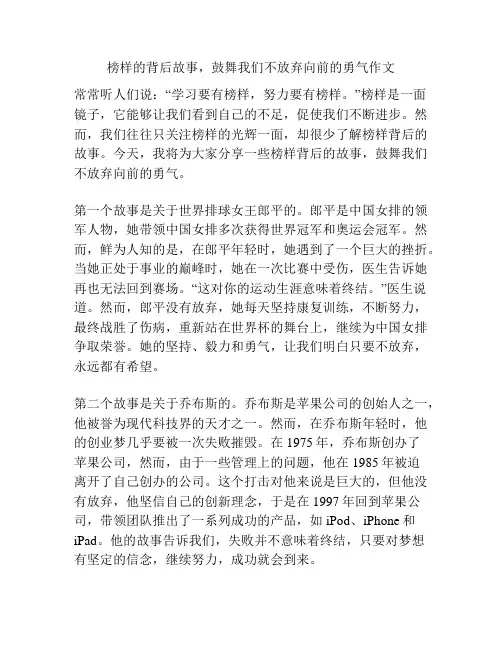 榜样的背后故事,鼓舞我们不放弃向前的勇气作文