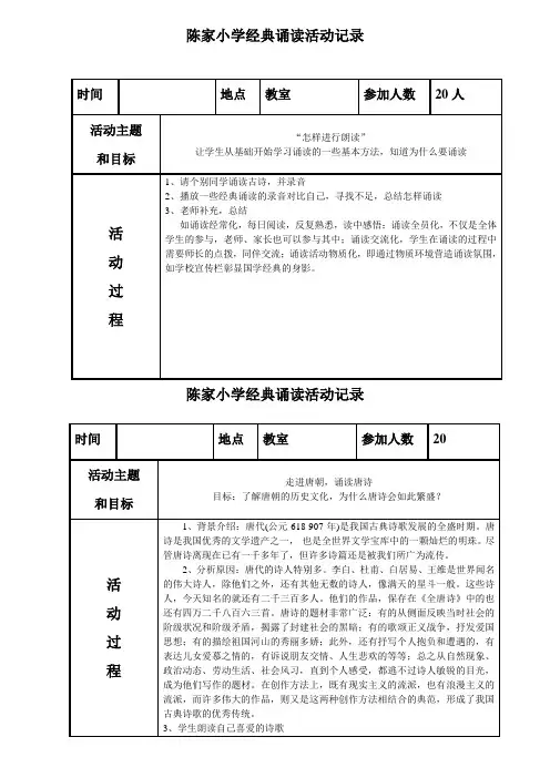 经典诵读活动记录1