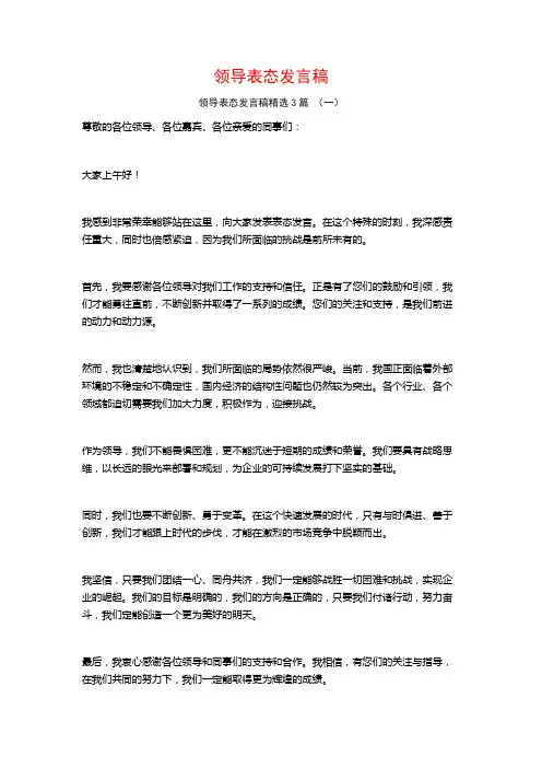 领导表态发言稿3篇