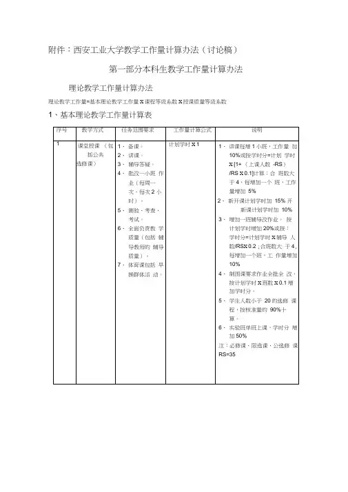 教学工作量计算办法