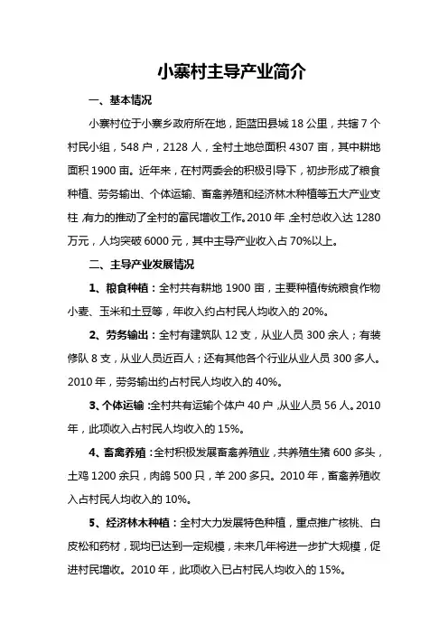 主导产业简介