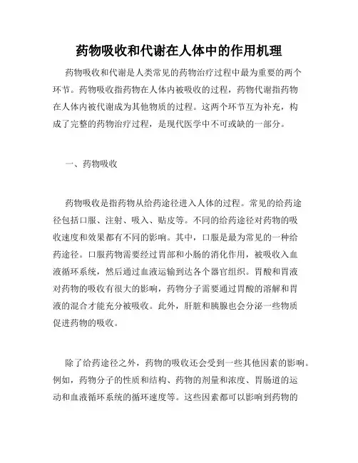 药物吸收和代谢在人体中的作用机理