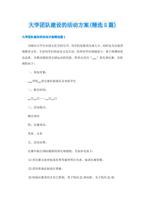大学团队建设的活动方案(精选5篇)