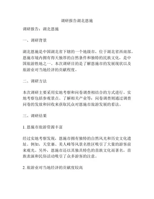 调研报告湖北恩施