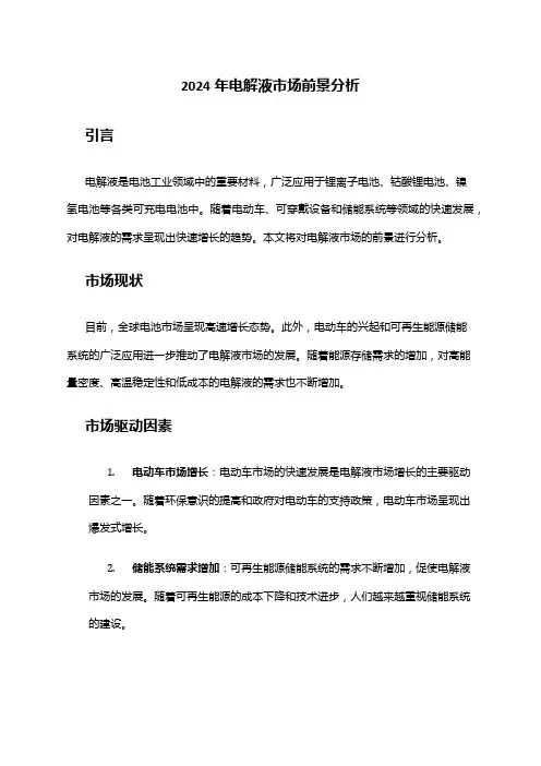 2024年电解液市场前景分析