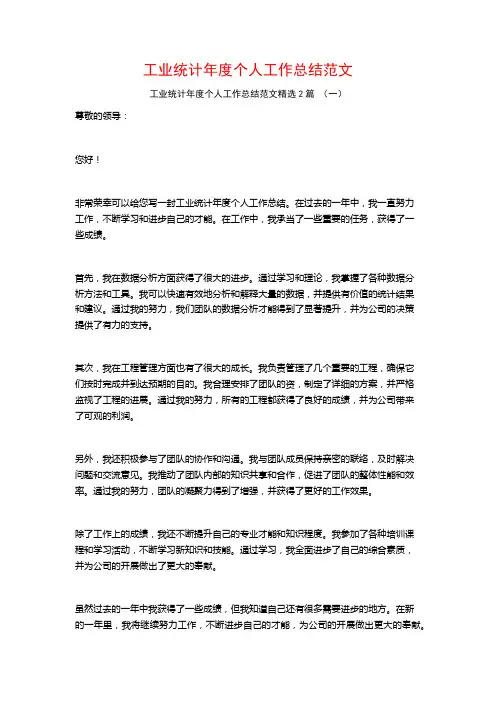 工业统计年度个人工作总结范文2篇