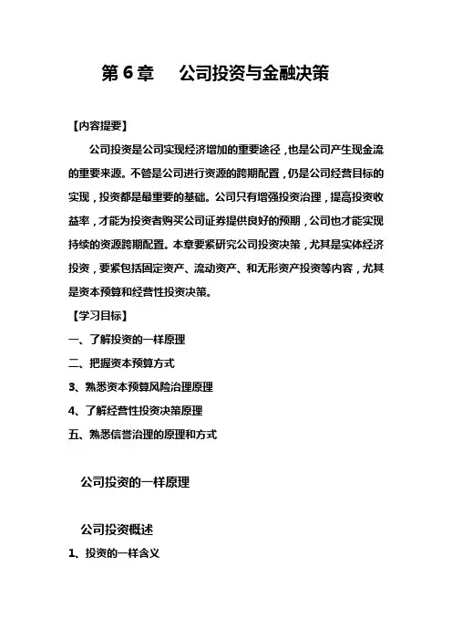 公司金融第六章课件