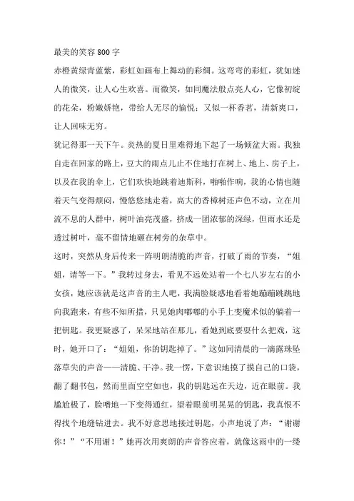 最美的笑容800字