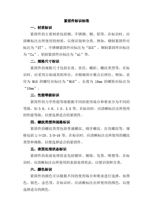 紧固件标识标准
