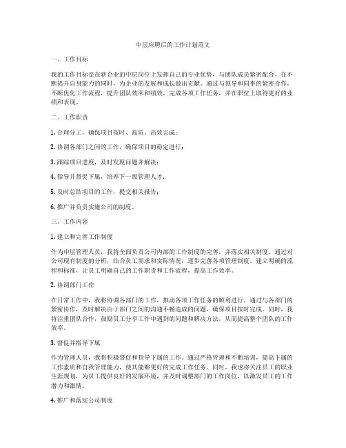 中层应聘后的工作计划范文
