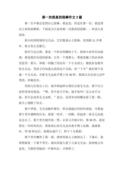 那一次我真的很棒作文3篇