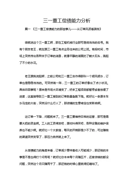 三一重工偿债能力分析