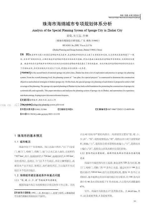 珠海市海绵城市专项规划体系分析