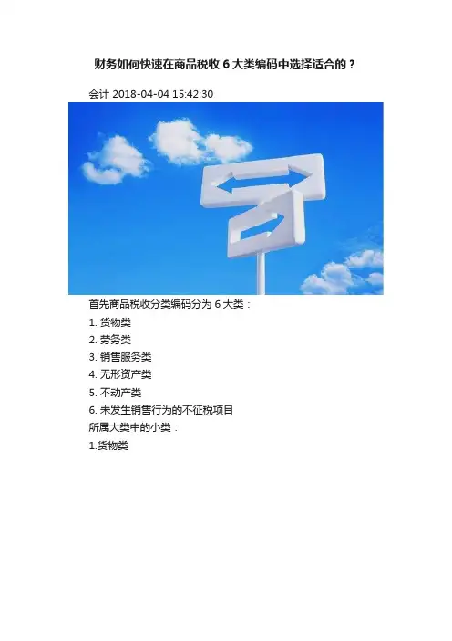 财务如何快速在商品税收6大类编码中选择适合的？