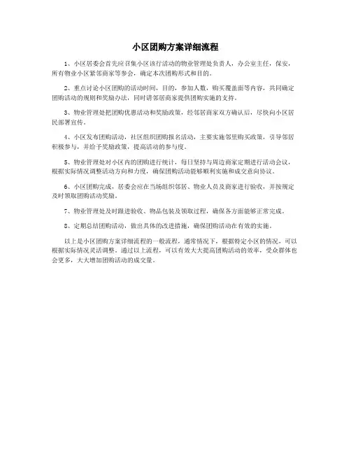 小区团购方案详细流程