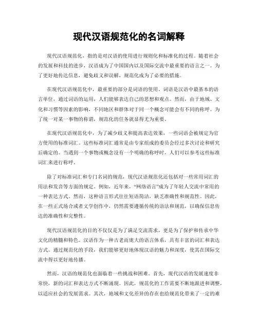 现代汉语规范化的名词解释