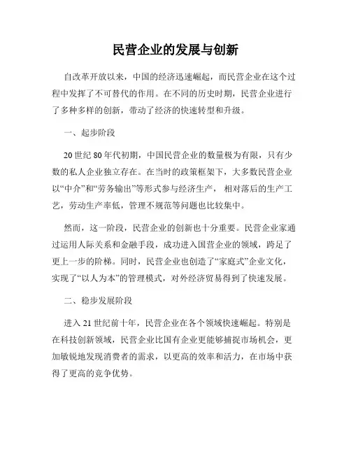 民营企业的发展与创新