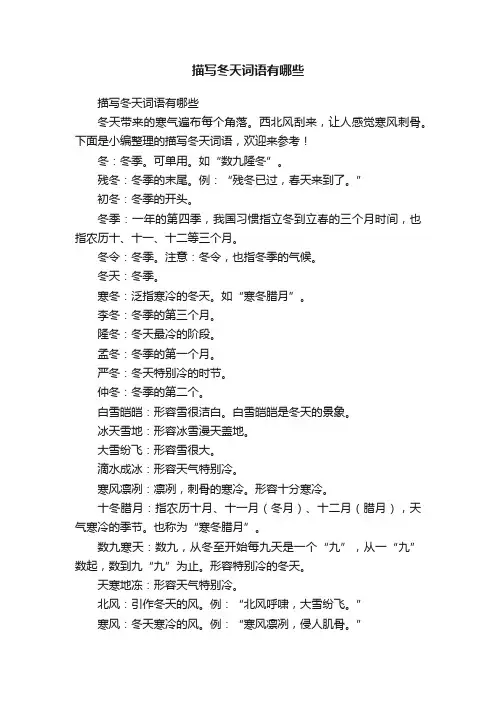 描写冬天词语有哪些
