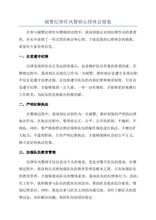 辅警纪律作风整顿心得体会锦集