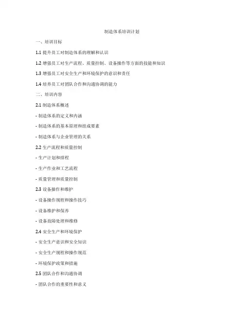 制造体系培训计划