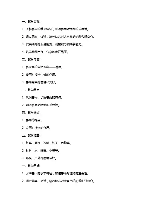 幼儿园小班教案《春雨》