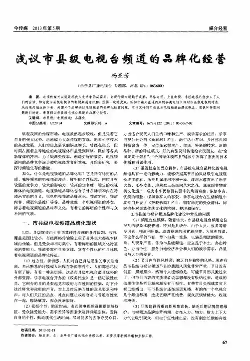 浅议市县级电视台频道的品牌化经营