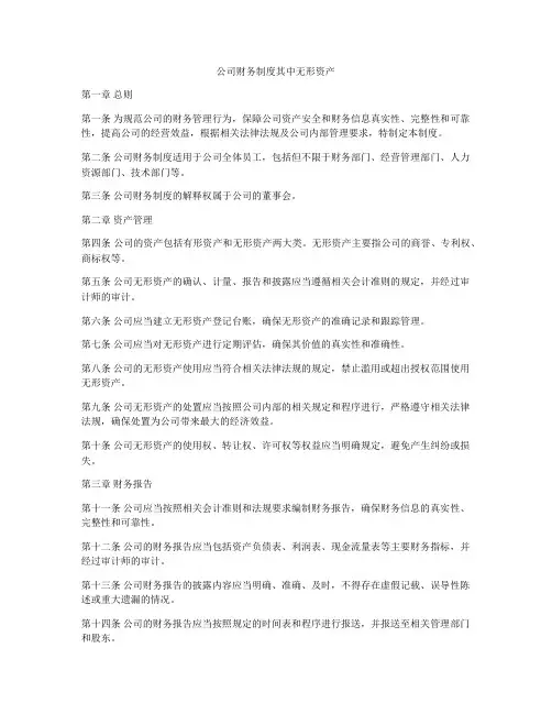 公司财务制度其中无形资产