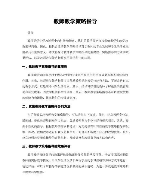 教师教学策略指导